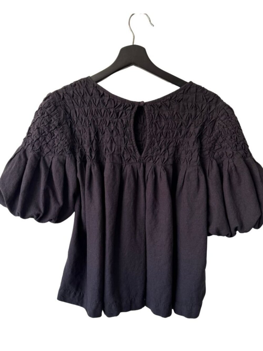 Anthropologie | Blouse with stitching & short balloon sleeves | charcoal | M - Picture 5 of 8